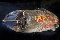 Nose section of Martin B-26 Marauder Flak-Bait (serial no. 41-31773), showing the large number of victory marks from its 207 missions over Europe during World War II.