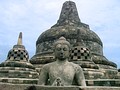 Buddha in the exposed stupa of Borobudur mandala, Central Java, Indonesia, c. 825.