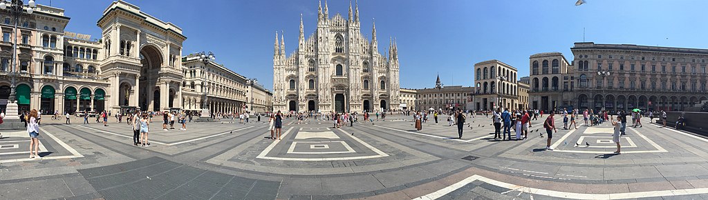  The Galleria Vittorio Emanuele II, the Milan Cathedral, the Royal Palace of Milan and the Palazzo dell'Arengario in Piazza del Duomo