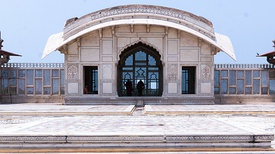 The white marbled Naulakha Pavilion at the Lahore Fort, Pakistan