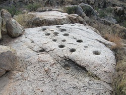 Bedrock mortars at Huerfano Butte.