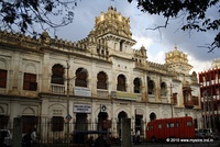 Left: The Parakala monastery of Sri VaishnavismRight: A Srirangam temple tower constructed by Ahobila Mutt monastery.[84]