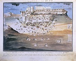 Panagiotis Zographos illustrates under the guidance of General Makriyannis the battles of Alamana (left) and Acropolis (right) (from his Scenes from the Greek War of Independence).