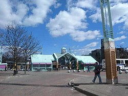 The Fordham Bus Plaza, in 2011 (top) prior to renovations, in 2015 (middle) after the first phase of the project which opened the bus loop, and in 2016 (bottom) following the opening of the new pedestrian plaza.