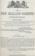 The New Zealand Gazette published the royal proclamation.