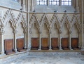 The stalls and canopies of the chapter house