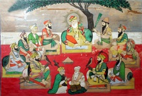 A miniature painting, dated 1890, depicting an "imaginary portrait" of the  ten gurus and others.[1]