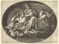 Ceres Seated on Clouds with Two Goddesses and Two Putti, from a series of eight compositions after Francesco Primaticcio's designs for the ceiling of the Ulysses Gallery (destroyed 1738-39) at Fontainebleau