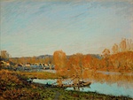 Banks of the Seine near Bougival; by Alfred Sisley; 1873; oil on canvas; 46.2 x 62.1 cm; Montreal Museum of Fine Arts (Montreal, Canada)[215]