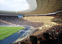 The Olympiastadion with its new blue race track