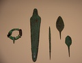 Bracelet, metal dagger, awl and javelin points, Spain