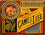 Cover and board of Milton Bradley's The Checkered Game of Life