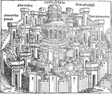 El Templo de Salomón en Jerusalén. Xilografía de Hatmann Schedel, 1493