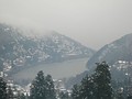 Picturesque view of the lake from the top of a hill