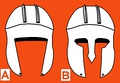 Illyrian type helmet (left) juxtaposed to a Corinthian type helmet (right).