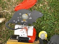 A rat knock-over metal air gun field target.