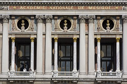 Beaux Arts Corinthian columns on the facade of the Palais Garnier, Paris, by Charles Garnier, 1861–1874[26]