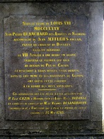 A column was erected at Guînes to commemorate his crossing of the English Channel by hydrogen balloon on 7 January 1785. (Location:.mw-parser-output .geo-default,.mw-parser-output .geo-dms,.mw-parser-output .geo-dec{display:inline}.mw-parser-output .geo-nondefault,.mw-parser-output .geo-multi-punct,.mw-parser-output .geo-inline-hidden{display:none}.mw-parser-output .longitude,.mw-parser-output .latitude{white-space:nowrap}50°50′31″N 1°52′02″E﻿ / ﻿50.841997365°N 1.867341242°E﻿ / 50.841997365; 1.867341242﻿ (Jean-Pierre Blanchard)) Under the reign of Louis XVIMDCCLXXXVJean-Pierre Blanchard of Les  Andelys in Normandy accompanied by Jean Jefferies English (sic) Leaving from Dover Castle in an Aerostat.January 7th at a quarter past one, was the first to cross the air above Pas-de-Calaisand descended after three and a quarter hours in the very place where the inhabitants of Guines raised this columnto the glory of the two travellers.These aeronauts were received on their descent byP. Eliz Casin d'Honnincthun and Louis Marie Dufosse.and taken to the castle of M.Le Vicomte DesandrouinChamberlain of the Emperor who laid the stone of this column on May 25, 1785.[Note 1]