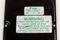 Warranty label on top of a hard disk