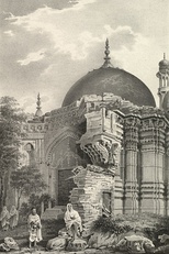 The Gyanvapi Mosque sketched as the Temple of Vishveshwur, Benares.