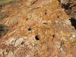 Hohokam bedrock mortars at Indian Kitchen, Arizona.