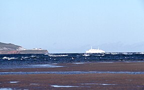 The MV Lucy Maud Montgomery ferry,[1][2] approaching the Cap-aux-Meules ferry terminal