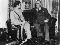 Mohammad Reza Pahlavi with FDR at the Tehran Conference, 1943.