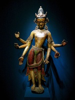 Nepalese statue of Avalokiteśvara with six arms. 14th century CE.