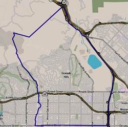 Boundaries of Granada Hills as drawn by the Los Angeles Times