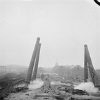 Demolition of some of the buildings of the gas plant in 1961