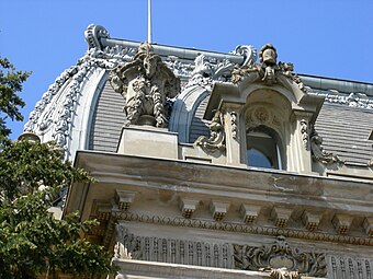 Beaux-Arts bucrania on an urn of the Gheorghe Grigore Cantacuzino Palace, Bucharest, Romania, 1898–1906, by Ion D. Berindey