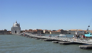 The pier that connects Giudecca with Venice during the Festa del Redentore in July