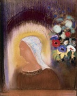 Odilon Redon, Profile and Flowers. 1912. 70.2 x 55.2 cm. Pastel on paper.