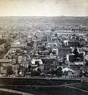 View looking west before the fire, circa. 1861