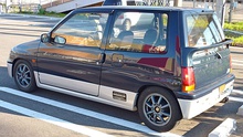 1990-1991 Alto Works (CN21), on aftermarket Watanabe Minilite-style alloys