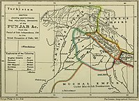 A map of the Punjab region showing general areas of the Misls