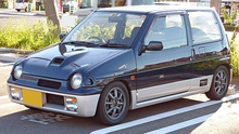 1990-1991 Alto Works (CN21), on aftermarket Watanabe Minilite-style alloys