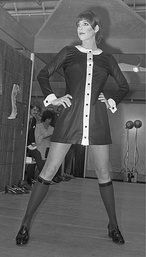 Mary Quant wearing a minidress (1966)