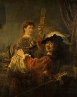 Rembrandt y Saskia posando en El hijo pródigo en la taberna, 1635.