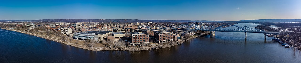 Big blue bridge and historic downtown La Crosse