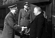 German Führer Adolf Hitler greeting president of the Slovak Republic Jozef Tiso, 1941