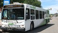 A New Flyer D40LFR, painted in Saskatoon Transit's DART paint scheme, with bike carrier, received in 2006.