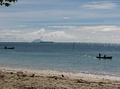 Looking west from the beach on Fenualoa across the Great Reef to the volcano of Tinakula.