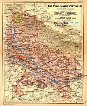 Area depicting the Ganges-Yamuna Doab.