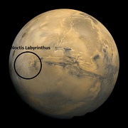 Mosaic of Viking 1 Orbiter pictures showing location of Noctus Labyrinthus