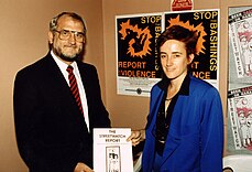 Police Minister Ted Pickering and NSW Police Gay Liaison Officer Sue Thompson at the launch of the Gay & Lesbian Rights Lobby's Streetwatch Report on 9 April 1990.[37](Photo: Xena&gabrielle)