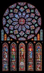 North transept windows; c. 1230–1235; stained glass; diameter (rose window): 10.2 m; Chartres Cathedral (Chartres, France)[137]