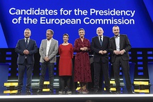 The candidates standing onstage