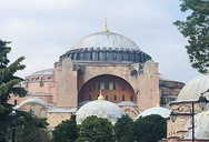 The Hagia Sophia (Istanbul, Turkey), c. 532–537 BC, by Anthemius of Tralles and Isidore of Miletus[106]