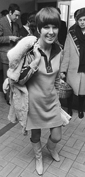 Mary Quant wearing a minidress (1966)